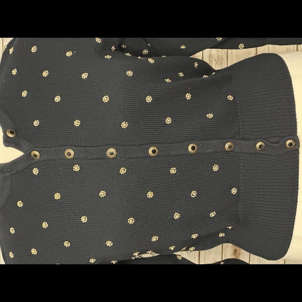 Vtg Marissa Christina Classic navy blue gold beading cardigan sweater Size Large - Picture 3 of 8